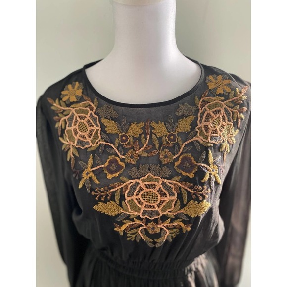 Zara Sheer Long sleeve embroidered dress - Picture 2 of 9